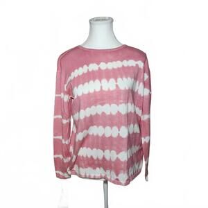 Lands' End Women's Long Sleeve Tie-Dye Shirt Size S Pink White